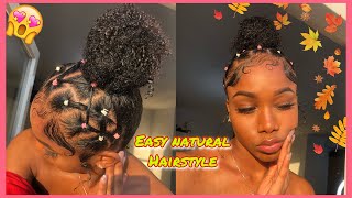 Rubber Bands + Top Knot Bun On Natural Hair || Natural Hairstyles