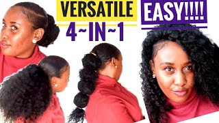 Drawstring Ponytail Hairstyle For Black Hair || 4 Ways To Style
