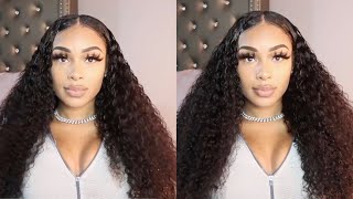 5 Minute Big Curly V Part Wig Install | No Lace No Glue | Ft. Unice Hair