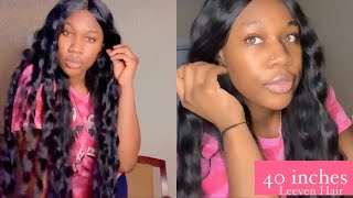 40 Inch Long Sythetic Wavy Wig Ft Leeven Hair
