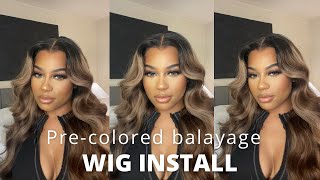 Pre-Colored Balayage Highlighted Frontal Wig Install | Ft Unice Hair