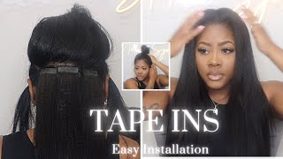 Installing My Own Tape Ins |Ywigs Hair Yaki Straight