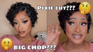 Big Chop??  Curly Pixie Cut Lace Fronal Review | Ft Wequeen Hair