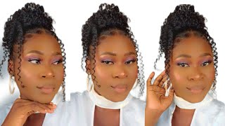 Curly Bun With Bangs Pony Tutorial |Super Easy |Mayglow Tv