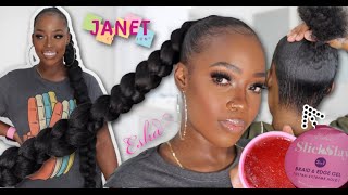 Hip Length Sleek Extended Braid Ponytail On Natural Hair | No Heat No White Residue | Mary K. Bella