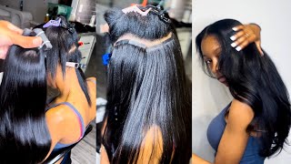 Watch Me Do My First Light Yaki Tape In Install | Testing Out Virgin Hair Vendor Queen Weave Beauty
