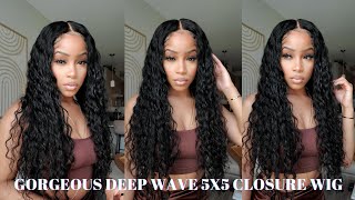  Gorgeous 5X5 Deep Wave Closure Wig | Summer Time Fine Wig | Sharronreneé