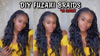 Easy Fulani Braids With Curly Hair  | No Crochet Method