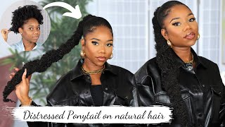 Distressed Braided Ponytail On 4C/B Natural Hair | Quick Natural Hairstyle | Chev B.