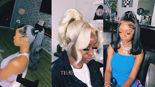 Tiktok Frontal Ponytail Hairstyles Compilations || Braided, Curly Bun, Side Bangs 2022