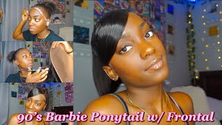 How To Do A 90'S Frontal Barbie Ponytail With Swoop Bang|| Ft. Girls Glow Hair