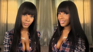 Wigonly Straight Full Lace Human Hair Wig With Bangs Os005