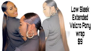 Middle Part/ Low Sleek Ponytail On Natural Hair/ Velcro Strap Pony Wrap/ Janet Collection / Dionne