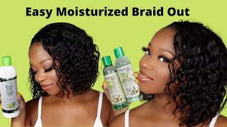 Easy Moisturized Braid Out On Relaxed Hair | Tutorial