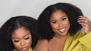 No Lace No Glue | Easy Protective Style | New Kinky Curly V Part Wig | Curlscurls
