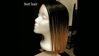 Suri Hair Black Root Ombre Blonde 613# Wig Straight Synthetic Wigs Short Hair Pink Bob Women High Te