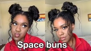 Space Buns On Relaxed Hair | Peggypeg_