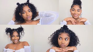 4 Easy Hairstyles For Short Curly Natural Hair Ft The Best Microphone Ever!! | Pop Voice