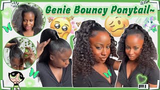 ✨Slick Back High Genie Ponytail | Curly Bundles On Natural Hair Ft.#Ulahair Review