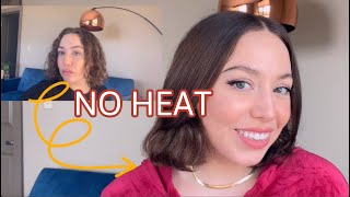 How To Make Curly Hair Dry Straight | No Heat Hairstyles | Fine Thin Short Curly Hair | Damage Free