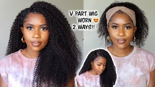 Talk Through No Lace, Glue, Or Spray! Real Edges V Part Curly Hair Install & Easy Wig Removal!|Unice