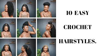 10 Easy Crochet Hairstyles : For Long Curly Crochet Hair/ Braids.