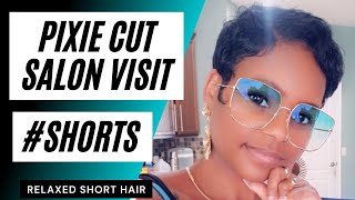 Salon Visit | Pixie Cut Relaxer, Cut & Style | #Shorts | Relaxed Short Hair | Leann Dubois