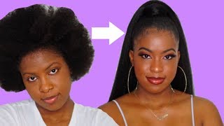 How To Slick Down Short 4C Hair|  Yaki Straight Ponytail |Beautywithprincess