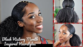 Ethiopian Inspired Hairstyle |Easy Braid N' Ponytail Tutorial | Natural Hair | Black History Mo
