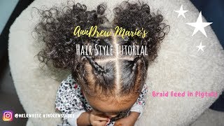 Cute & Easy Curly Hair Toddler Hairstyle | Criss Cross Braided Pigtails | Melrwhite