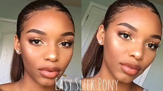 Sleek Ponytail + Laid Edges | Hairstyle For Straight Natural Hair | Flawhs