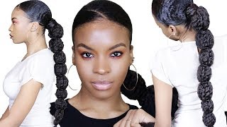 Rubberband Bubble Ponytail Using Marley Braiding Hair | Natural Hair Quick Styles