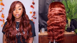 Go Off Unice Hair   Bomb Reddish Brown Frontal Wig  | Summer Wig Install  | Glueless Install