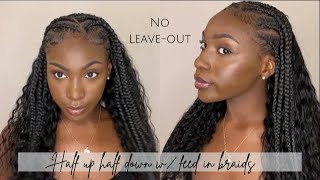 Trending Hairstyles | Half Up Half Down Feed In Braids | No Leave Out | Michellegabrielle