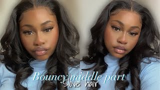 Bouncy Middle Part Hd Lace Wig Ft Slovehair