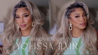 Ash Blonde Wig With Dark Roots Install Ft Yolissa Hair