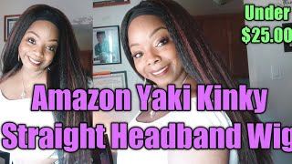 Amazon|Pweouke Store| Yaki Kinky  Straight Headband Wig