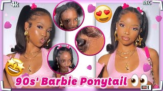 90S Barbie Hair:  Sleek Double Barbie Ponytail W/ Weave On Natural Hair | Arrogant Tae On Fleek