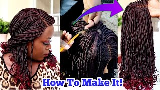 How To Make A  Box Braided  Wig.No Lace Closure Wig Straight Wig Install Wig Review.Wig Tutorial
