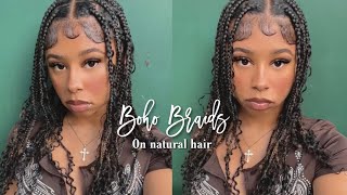 Boho/Goddess Braids On Natural Hair With Curly Bundles | Yasi Hair