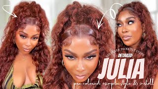 Summer Ready!  Brownish Red Curly Wig Install + Simple Style For Beginners Ft Julia Hair