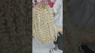 13*4 Transparent Lace Kinky Curly 613 Blonde Hair Wig 14 Inch 150 Density