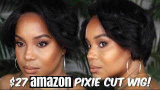 $27 Amazon Pixie Cut Closure Wig! | Best Summer Wig Pixie Wig! Wine N Wigs Wednesday | Alwaysameera