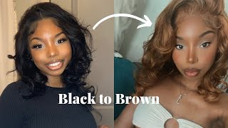 How-To Dye Hair From Black To Brown With Blow Out Styling