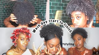 4C Natural Hair Wash Day (Start To Finish) + Styling