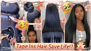 Blackgirls Tape Ins Extensions Review! Protective & Reusable | Quickly Install Ft. #Elfinhair