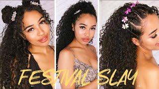 Easy Summer Festival Hairstyles For Curly Hair (Coachella) 2019 - Lana Summer