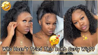 Wait! Who Hasnt Tried Our Bomb Curly Wig? Hd Lace Wig Install Step By Step #Elfinhair Review