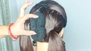 Simple & Easy Hairstyles! Easy Messy Bun Hairstyle For Wedding With Rubberband ! Messy Bun Tutorial