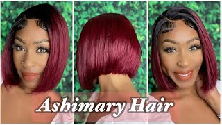 99J Lace Closure Straight Bob Wig Install Ft. Ashimary Hair